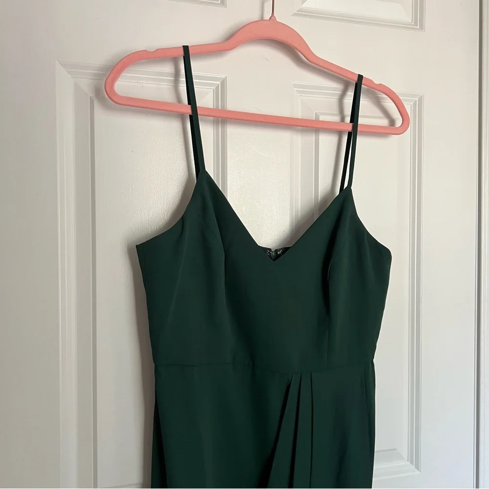 Lulu's Dark Green Midi Dress with Spaghetti Straps - Picture 2 of 5
